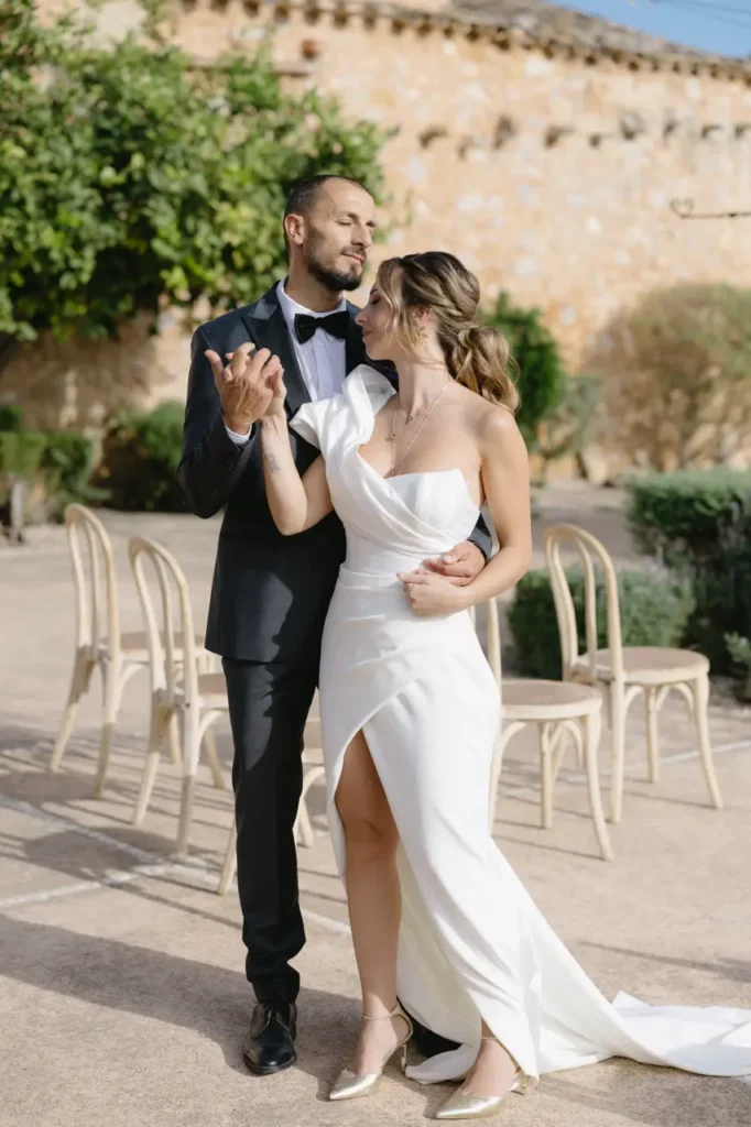 couple at a beautiful rural finca wedding venue in mallorca